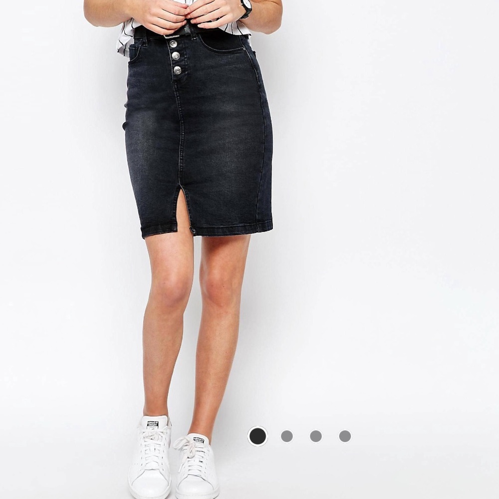 Black Denim Pencil Skirt